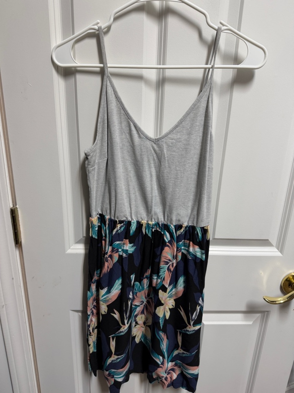 Roxy Light Gray and Floral Sundress